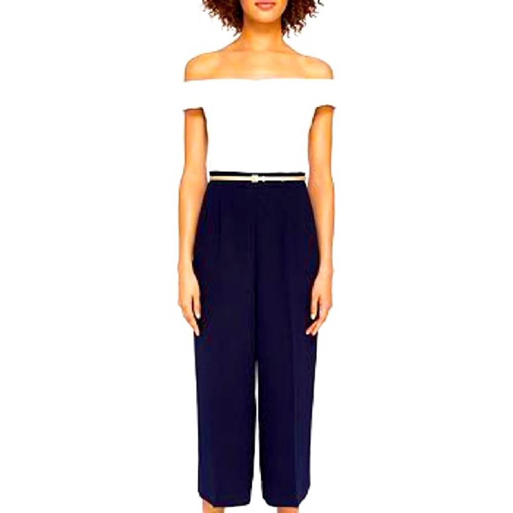 Ted Baker NWT cold shoulder cropped navy jumpsuit